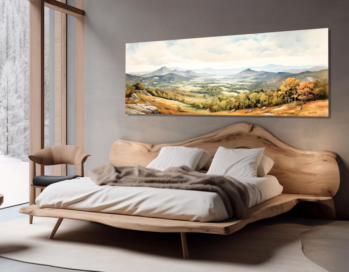 Shenandoah Valley Autumn Mountains Panoramic Watercolor Travel Poster - Image 3