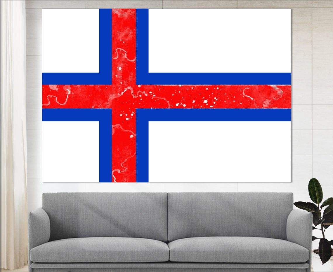 Faroe Islands Flag Print Faroe Islands Wall Art Flag Offaroe Islands Print