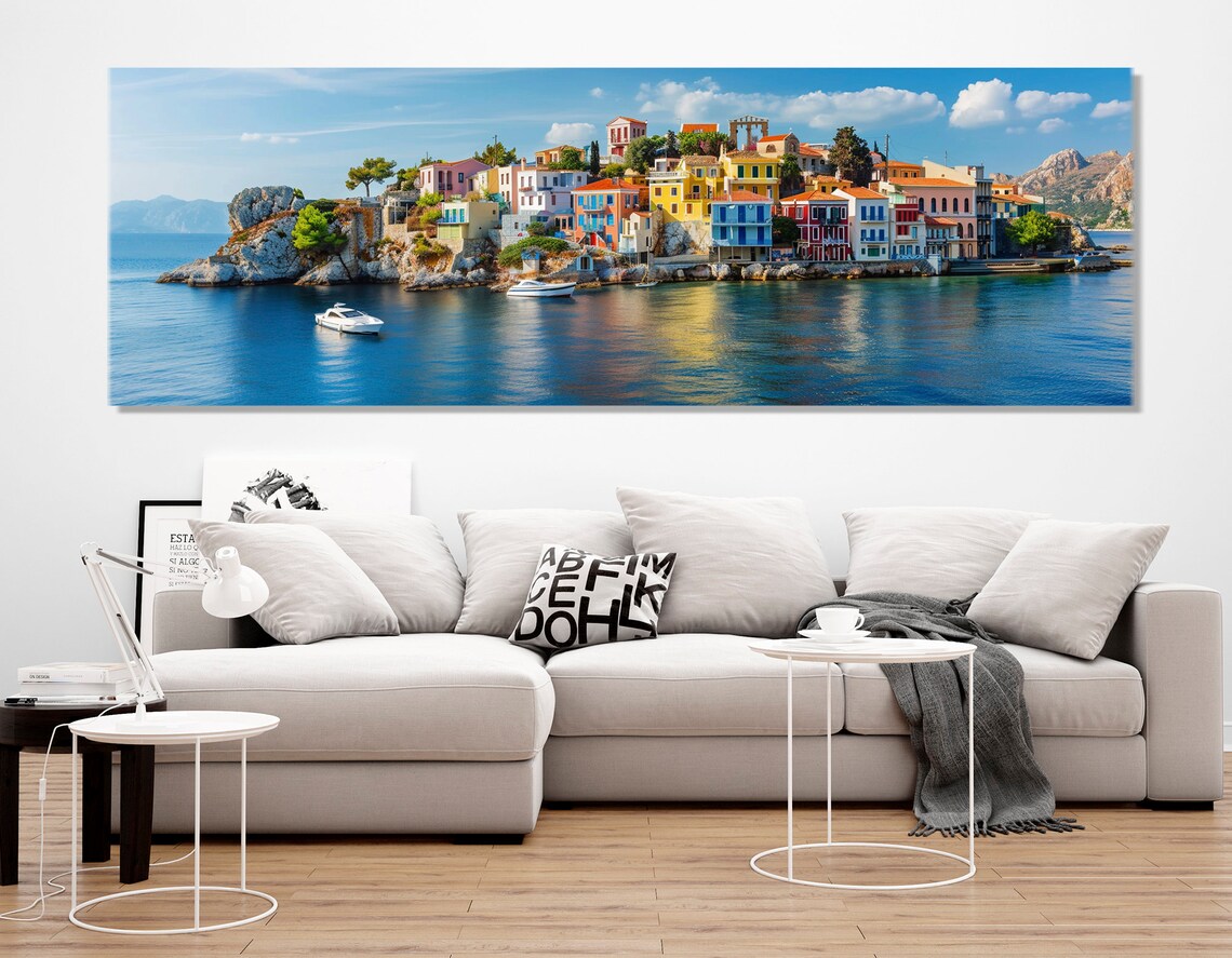 Greek Island Abstract Painting Wall Art Print, Greece