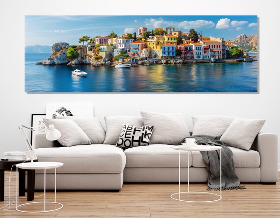 Greek Island Abstract Painting Wall Art Print, Greece