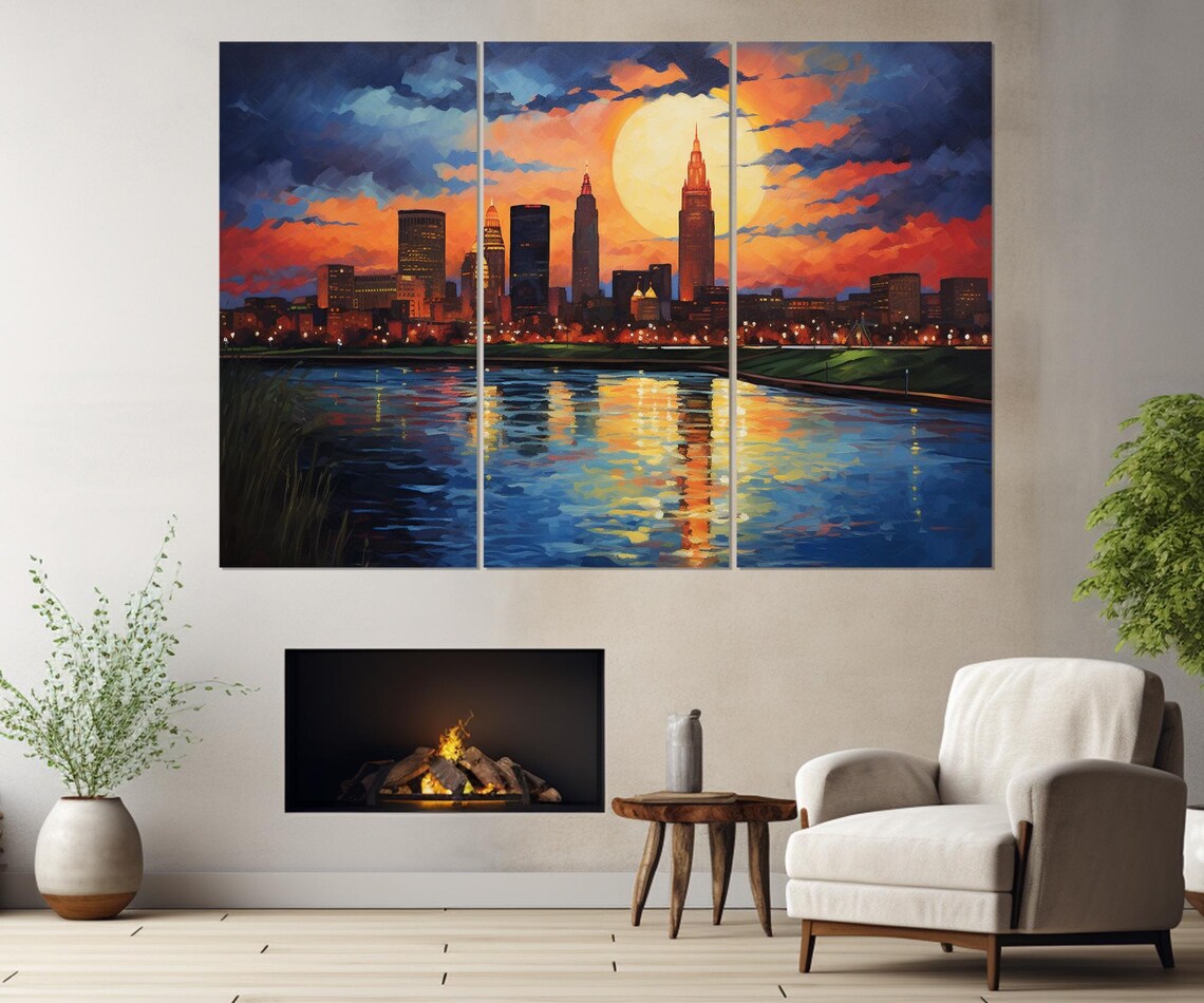 Abstract Cleveland Skyline Art Print, Travel Poster - Image 4