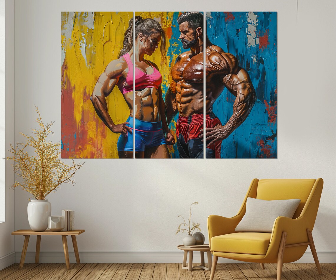 Muscular Fitness Couple Bodybuilding Motivational Gym Wall Poster - Image 3