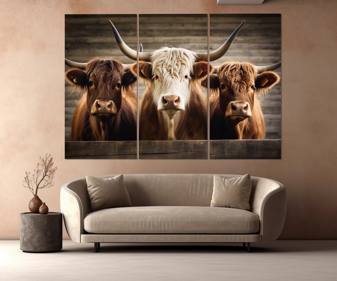 Highland Cows Modern Farmhouse Wall Art Print - Image 3