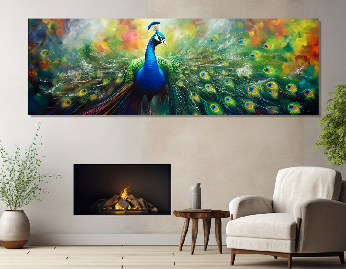 Large Peacock Modern Wall Design Poster Print