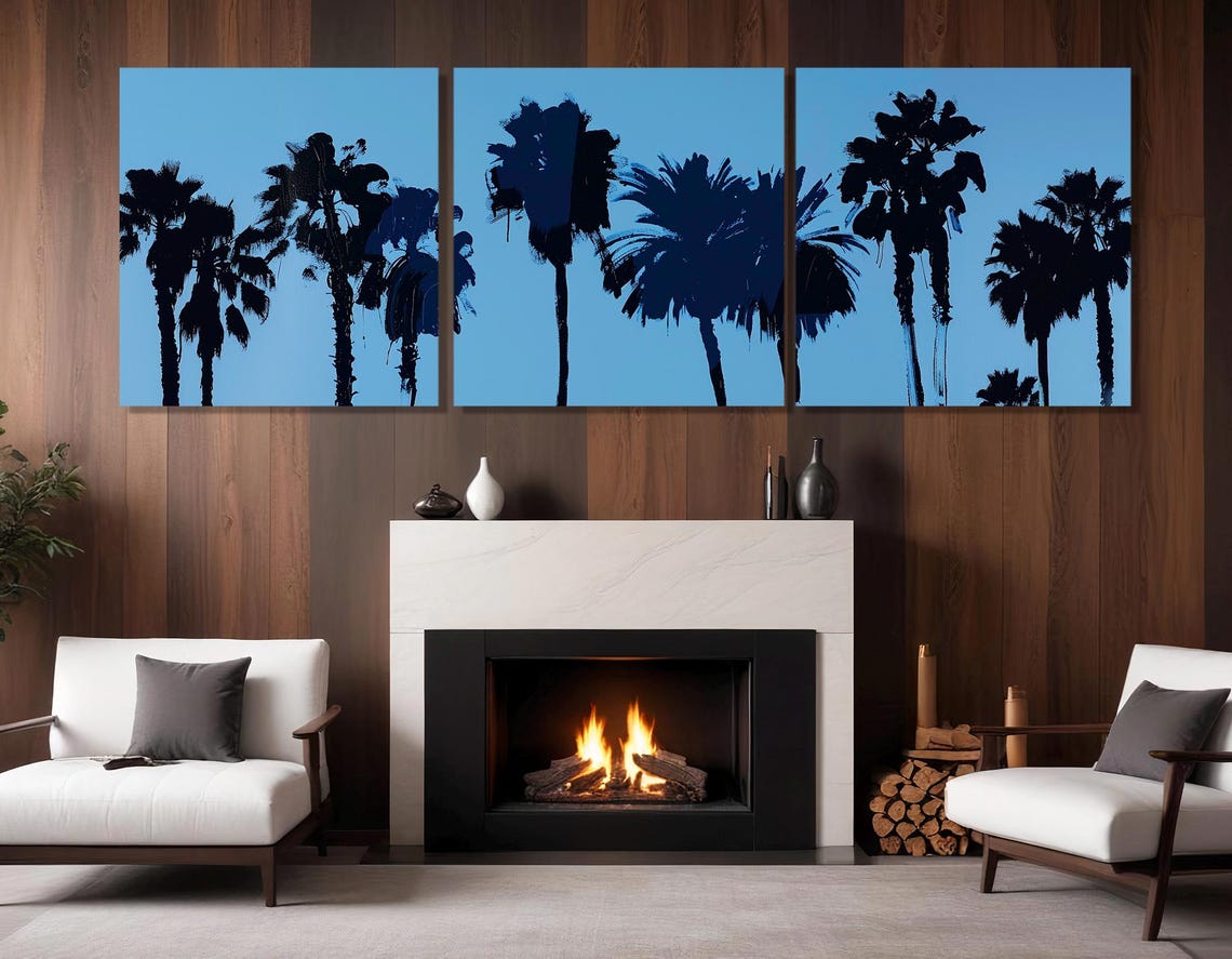 Minimalist Palm Trees Print Abstract Tropical Wall Art Palm Trees Abstract Painting Large Tropical Trees Framed And Ready To Hang - Image 4