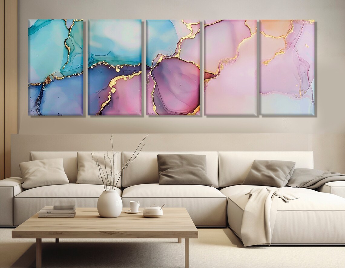 Abstract Marble Painting, Contemporary Wall Art - Image 2