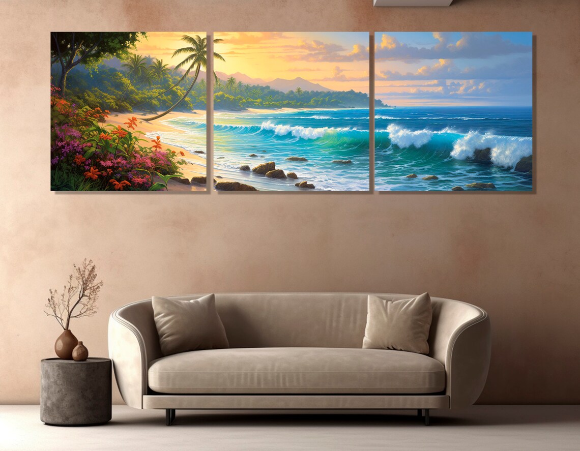 Tropical Beach Panorama, Ocean & Beach Art Print - Image 2