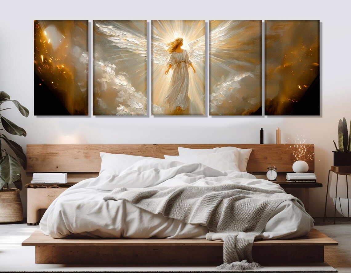 Abstract Angel Painting, Religious Bedroom Art Print - Image 2
