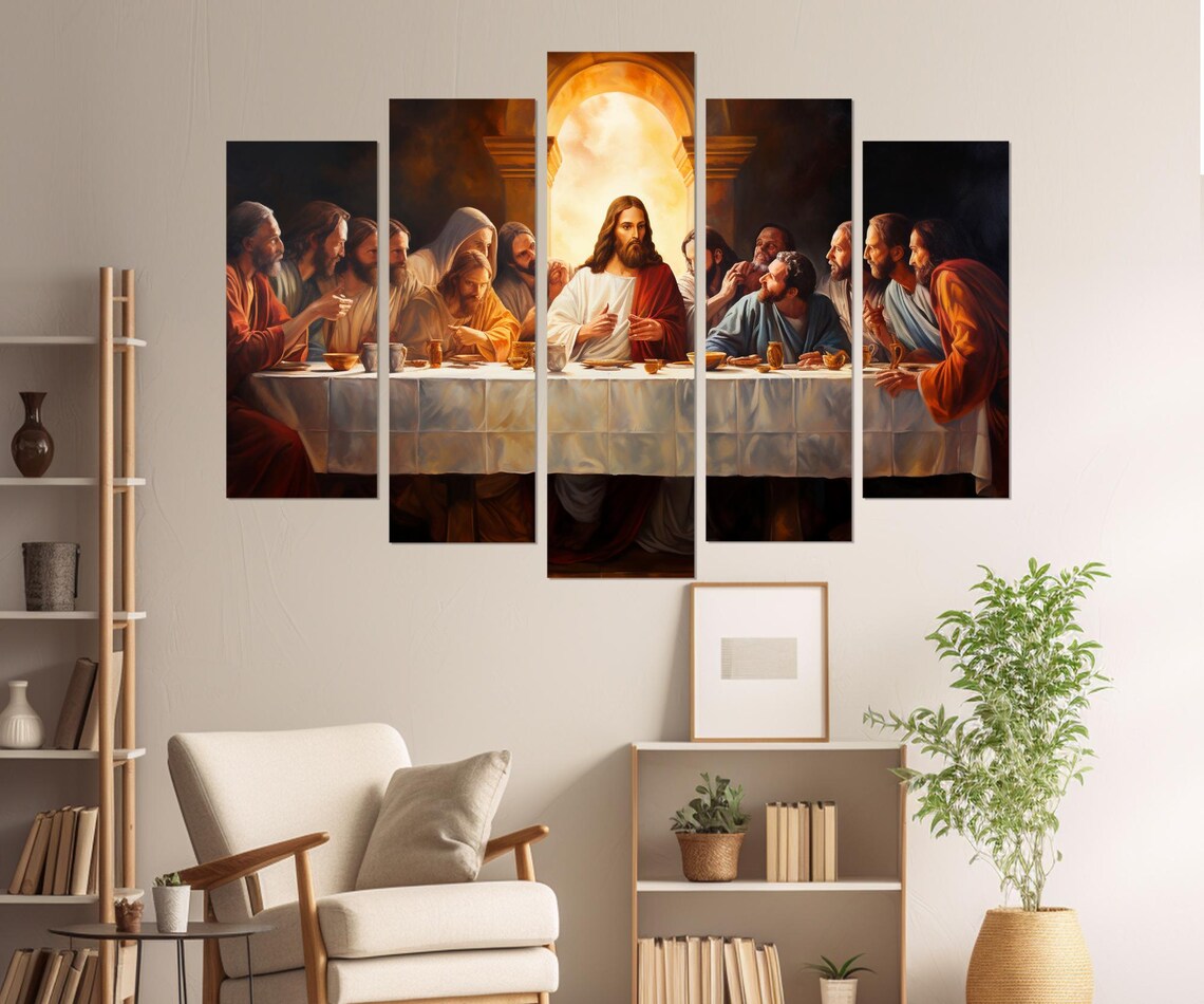 Last Supper Inspired Religious Jesus Christ Art Print - Image 3