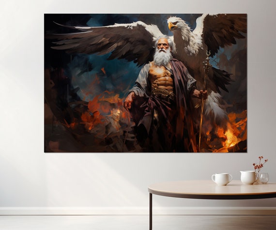 Zeus God Of Sky And Weather Painting Zeus Print Greek Mythology Framed And Ready To Hang