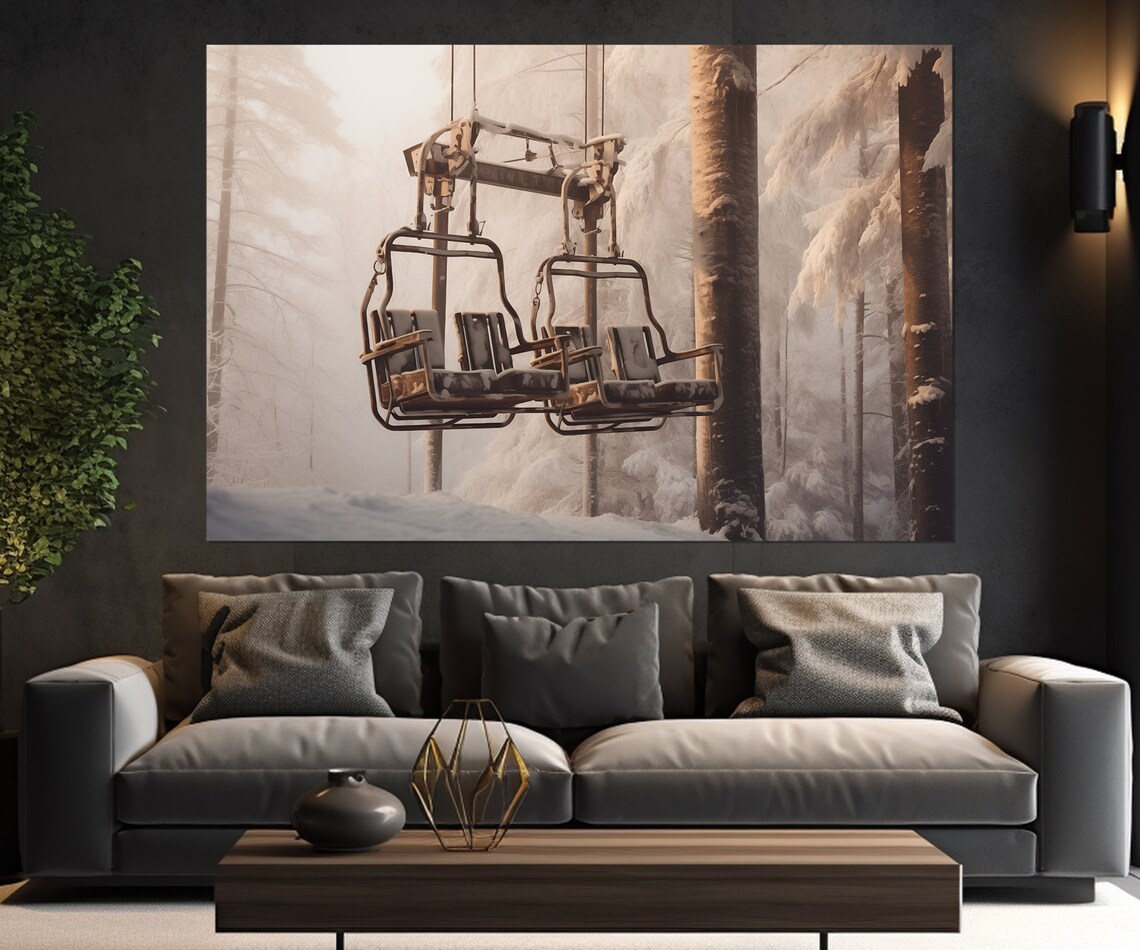 Chairlift Winter Cable Car Ski Lift Art Print