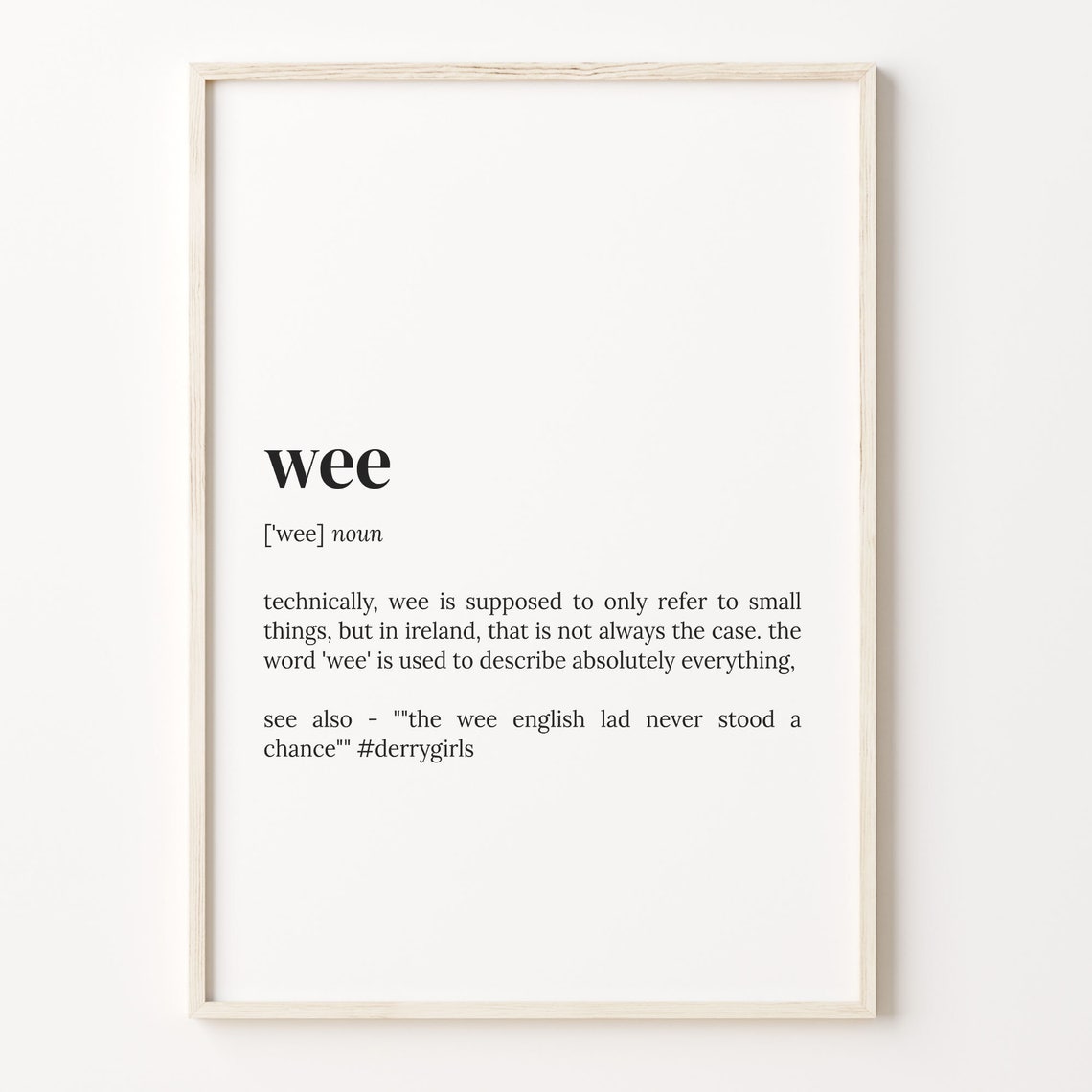 Wee Irish Slang Dictionary Definition Poster for Ireland Lovers Gift