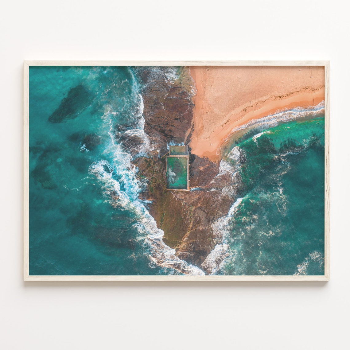 Aerial View Of Ocean Rock Pool By Beach And Surf Photo Poster