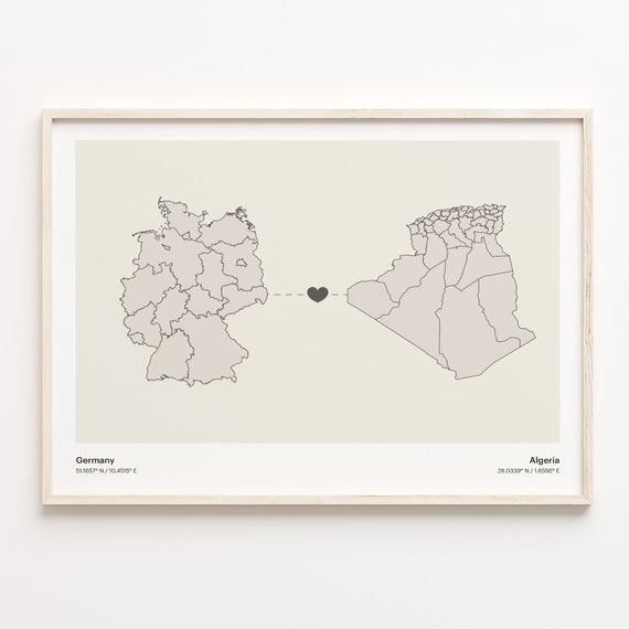 Germany To Algeria Minimalist Country Connection Map
