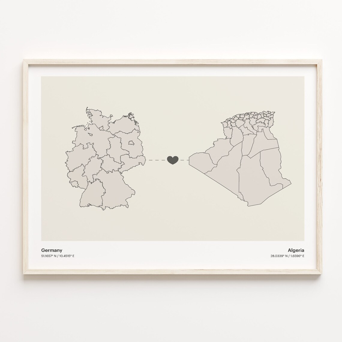 Germany To Algeria Minimalist Country Connection Map
