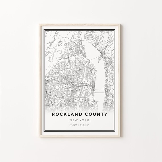 Rockland County New York Black White County Street Map Poster