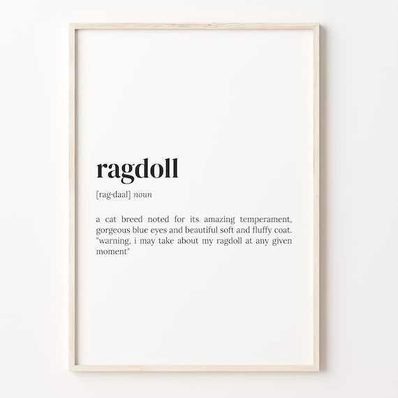 Ragdoll Dictionary Definition Cat Breed Quote Typography Art Poster