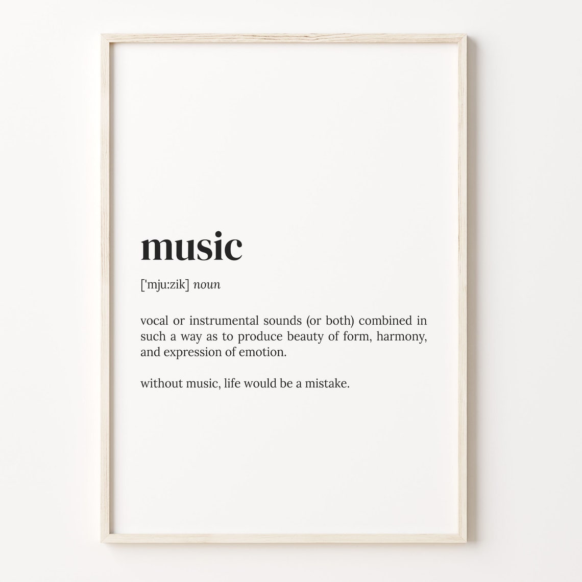 Music Definition Typography Dictionary Style Quote Poster Gift