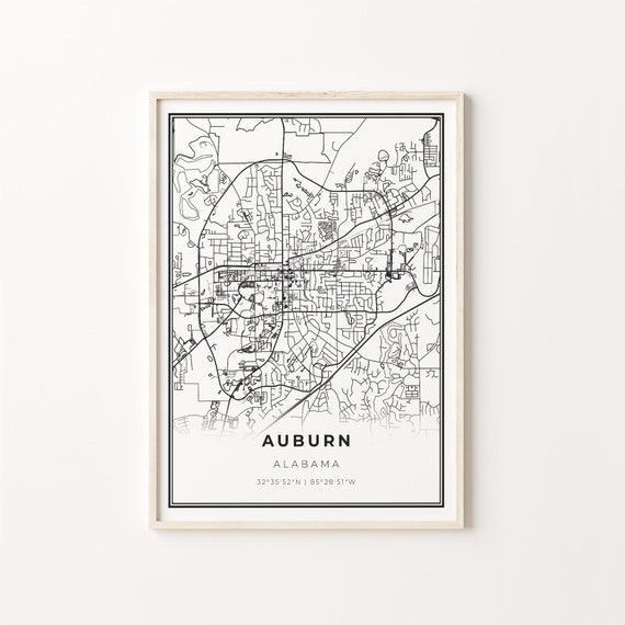 Auburn City Map Art Poster, Alabama USA