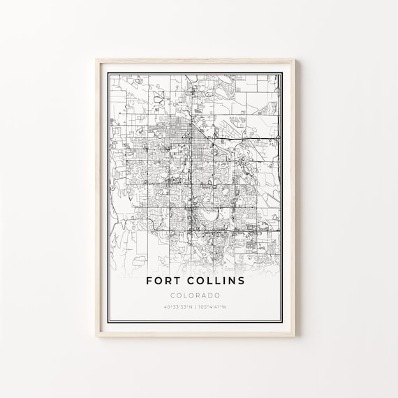 Fort Collins Colorado Minimalist Black And White City Map Art Poster