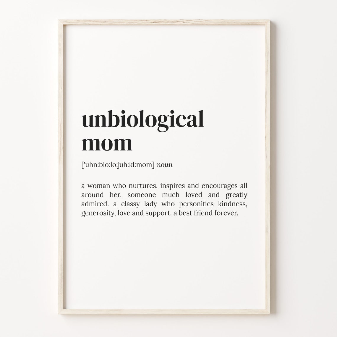 Unbiological Mom Dictionary Definition Step Mom Mothers Day Poster