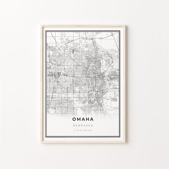 Omaha Nebraska Minimalist Black White City Street Map Art Poster