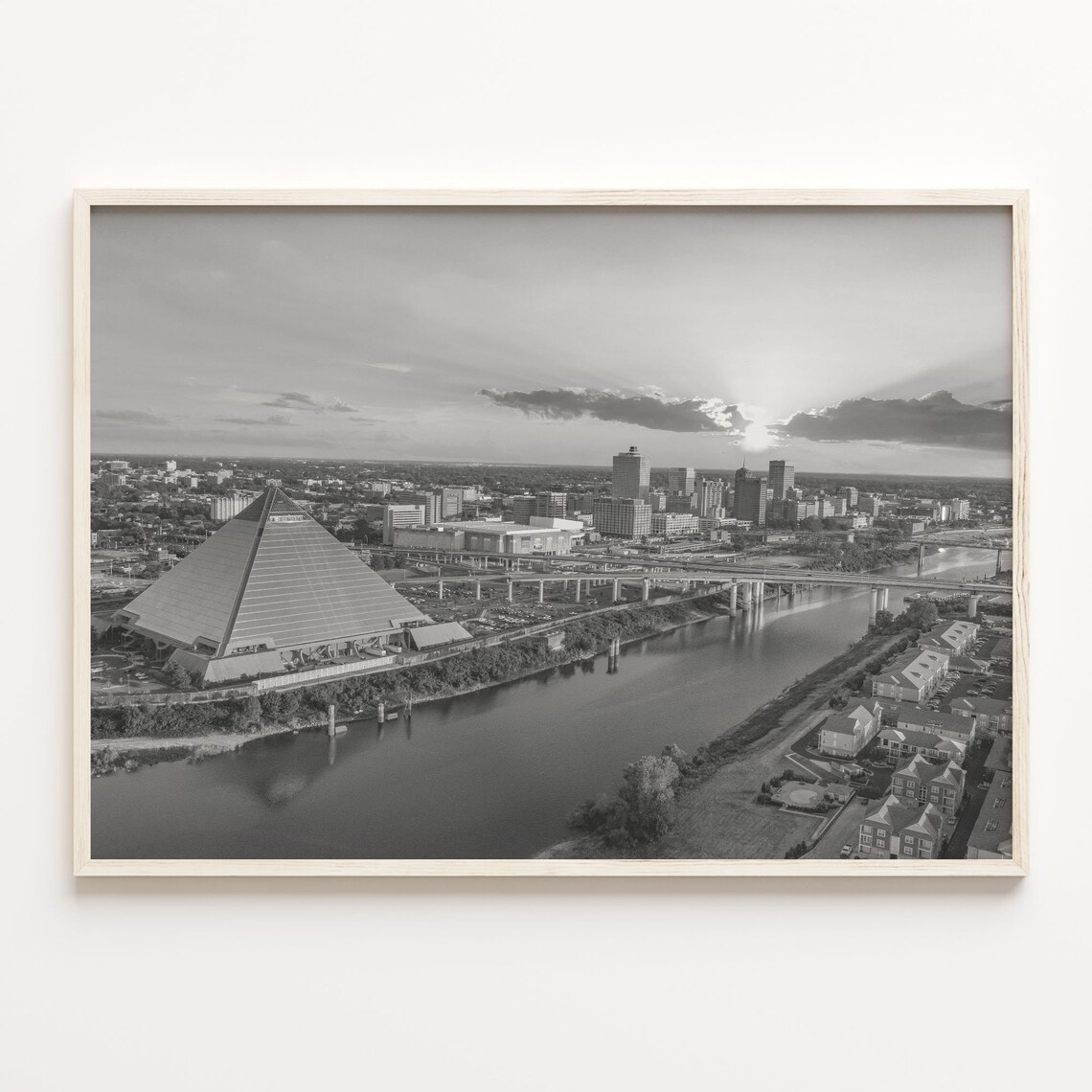 Memphis Black And White Travel City Map Poster