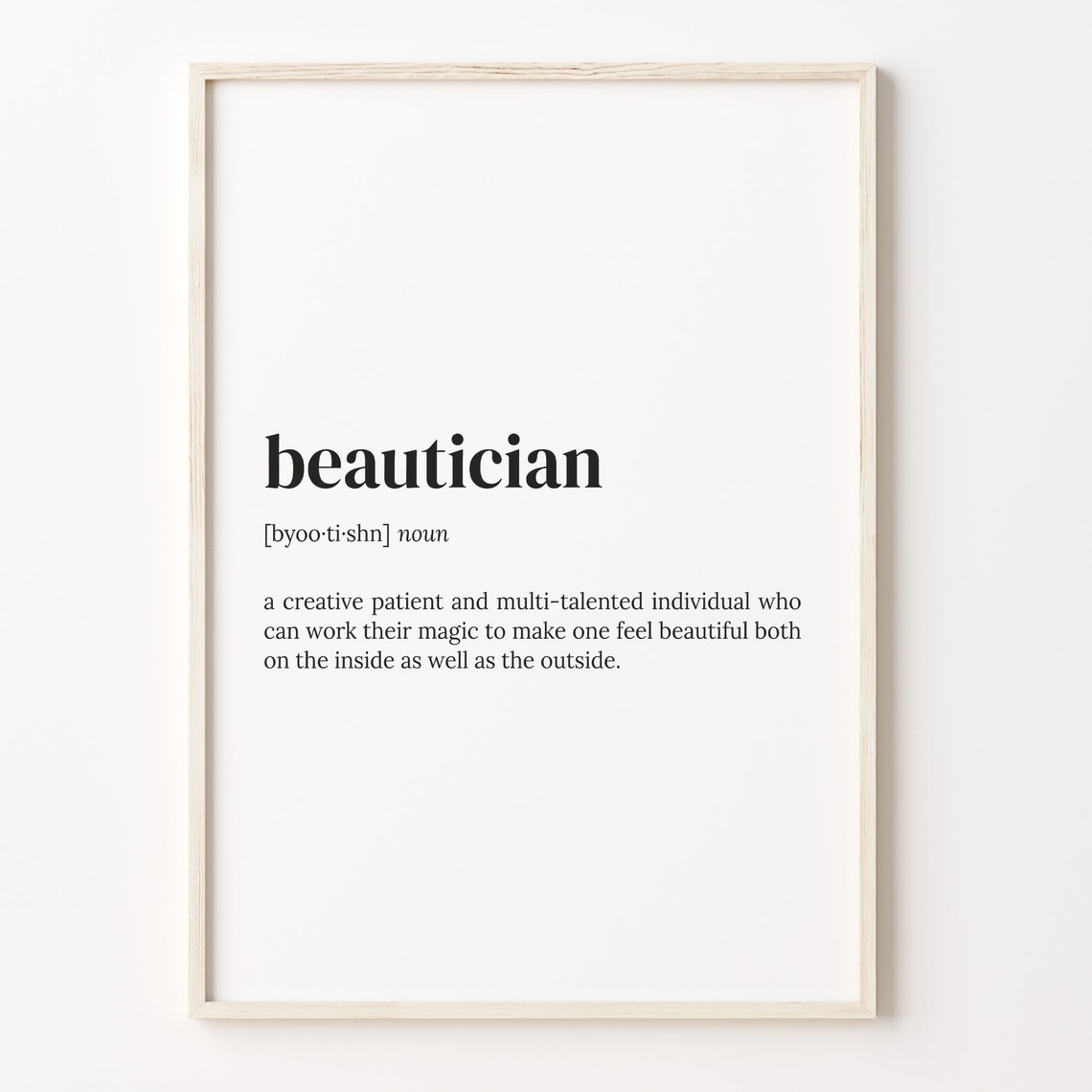 Beautician Dictionary Definition Makeup Artist Appreciation Wall Art