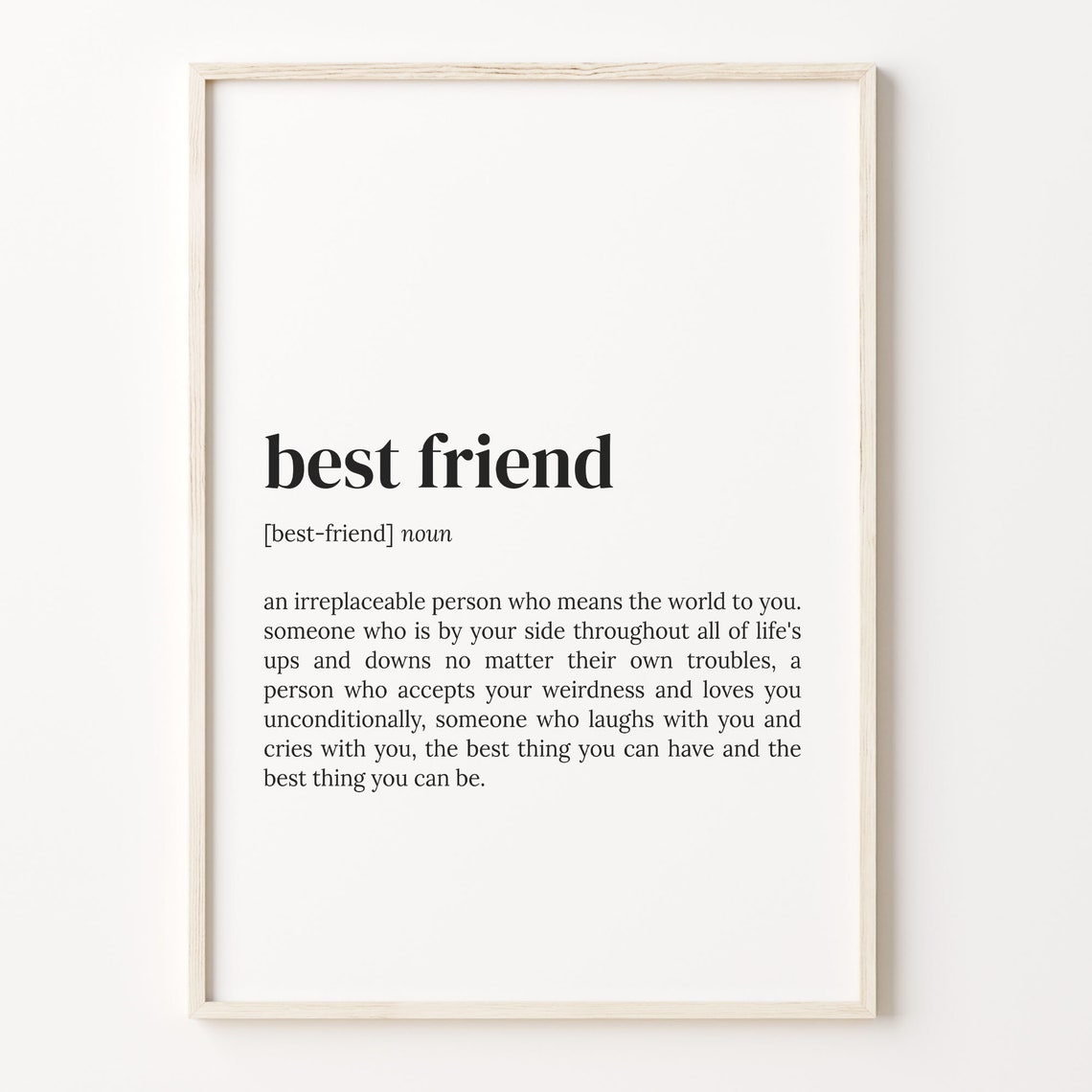 Best Friend Dictionary Definition Meaningful Friendship Quote Wall Art