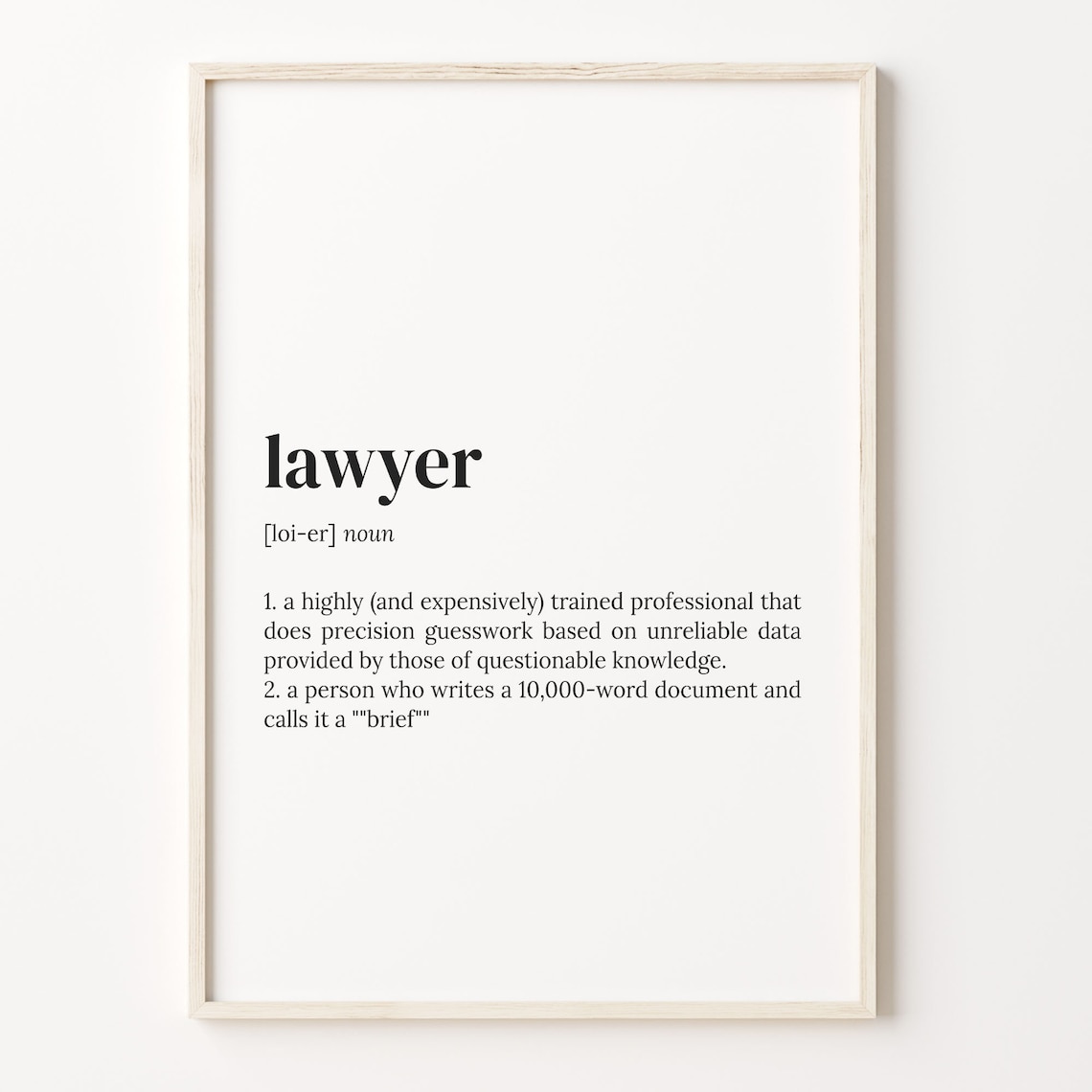 Lawyer Definition Print, Dictionary Poster Quote Art