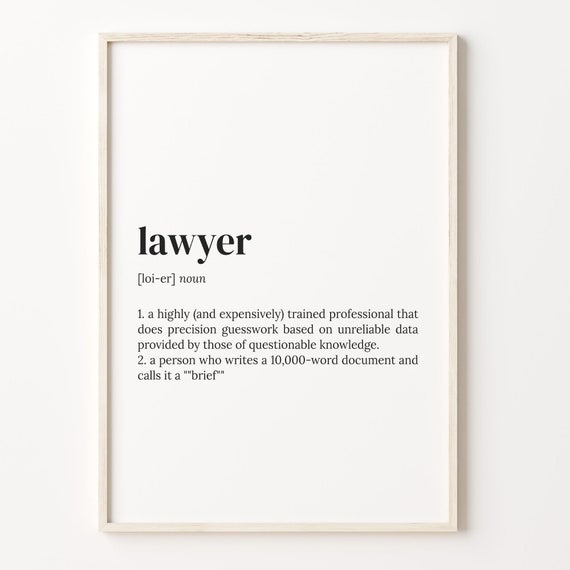 Lawyer Definition Print, Dictionary Poster Quote Art
