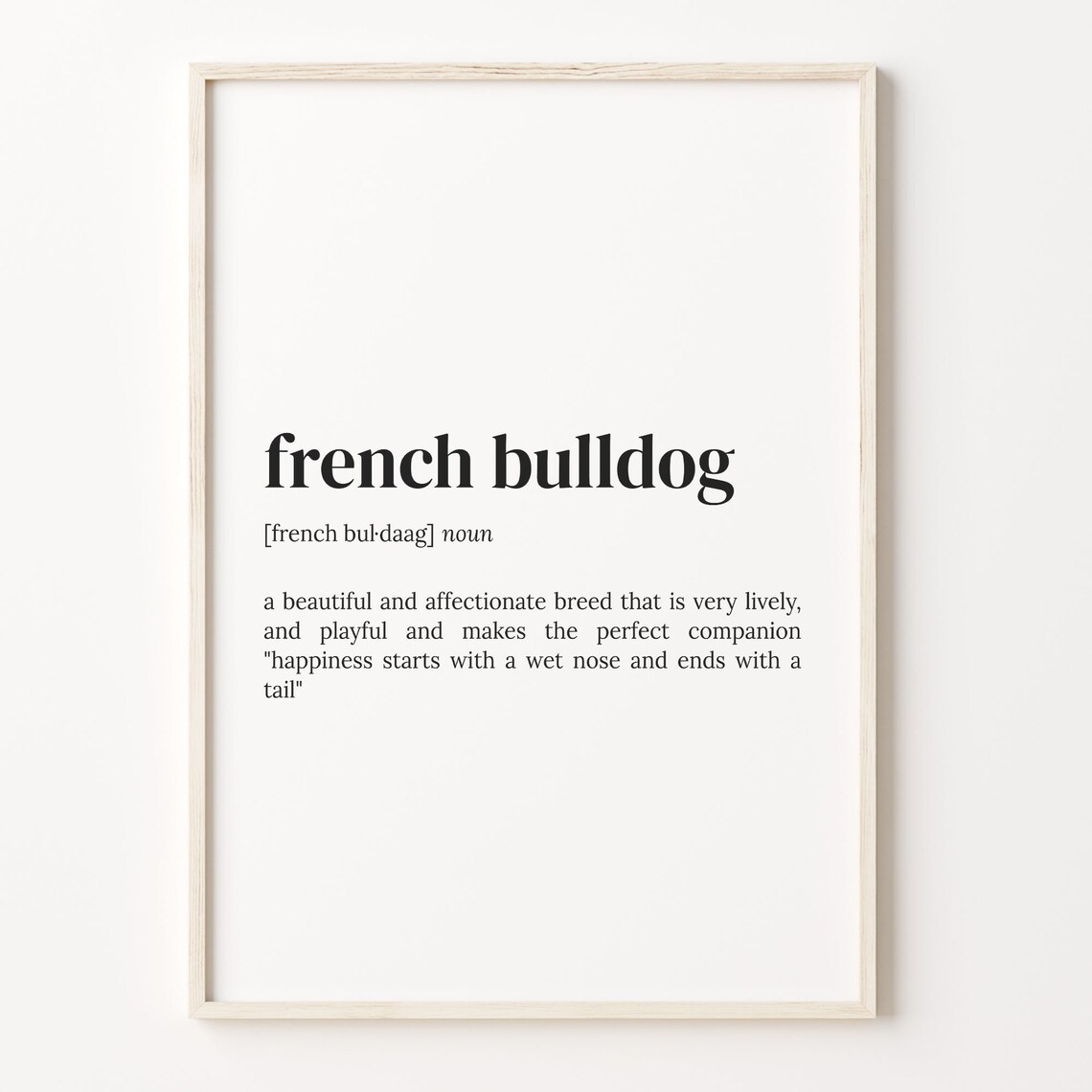 French Bulldog Dictionary Quote Poster, Dog Owner Gift
