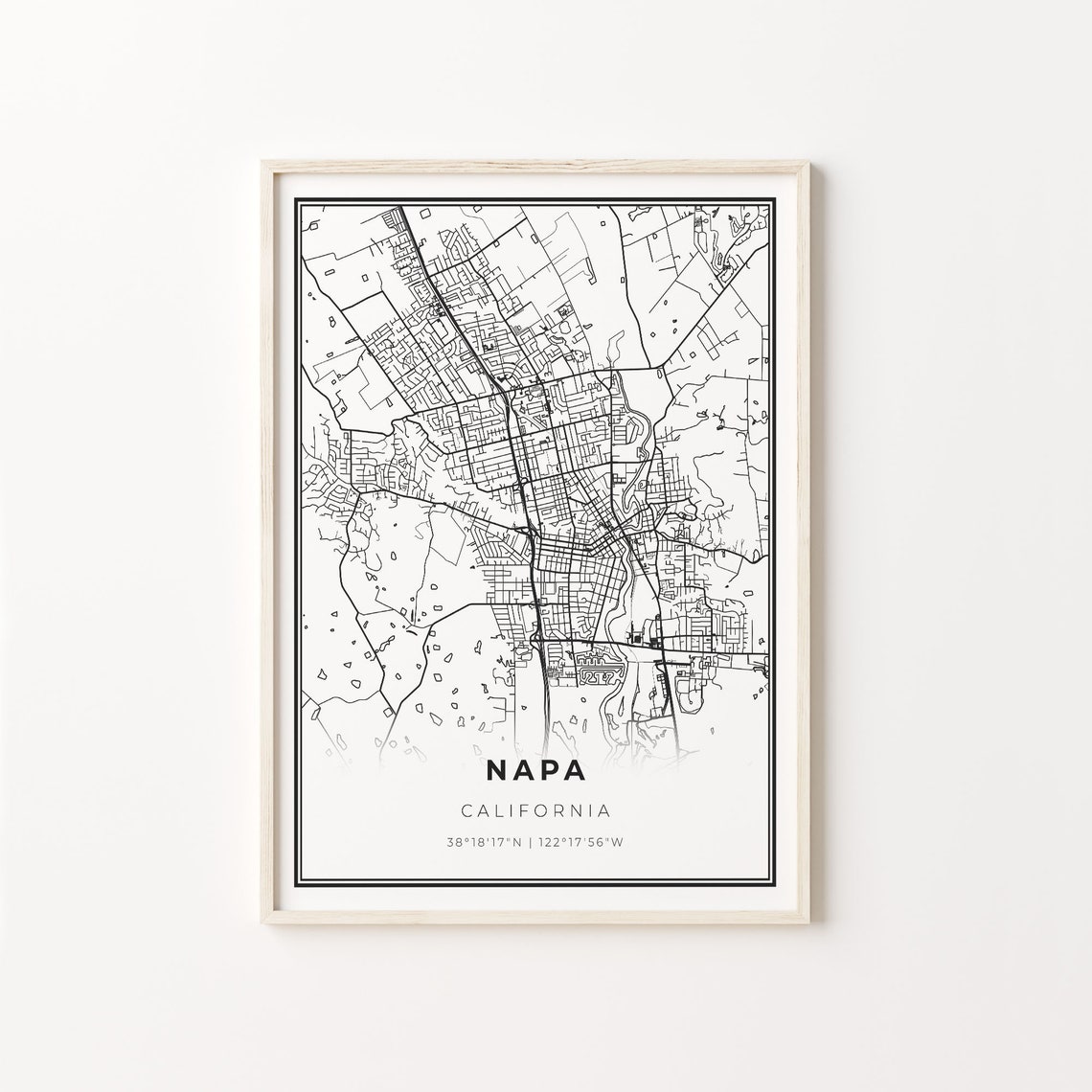 Napa California Minimalist Black and White City Map Art Poster
