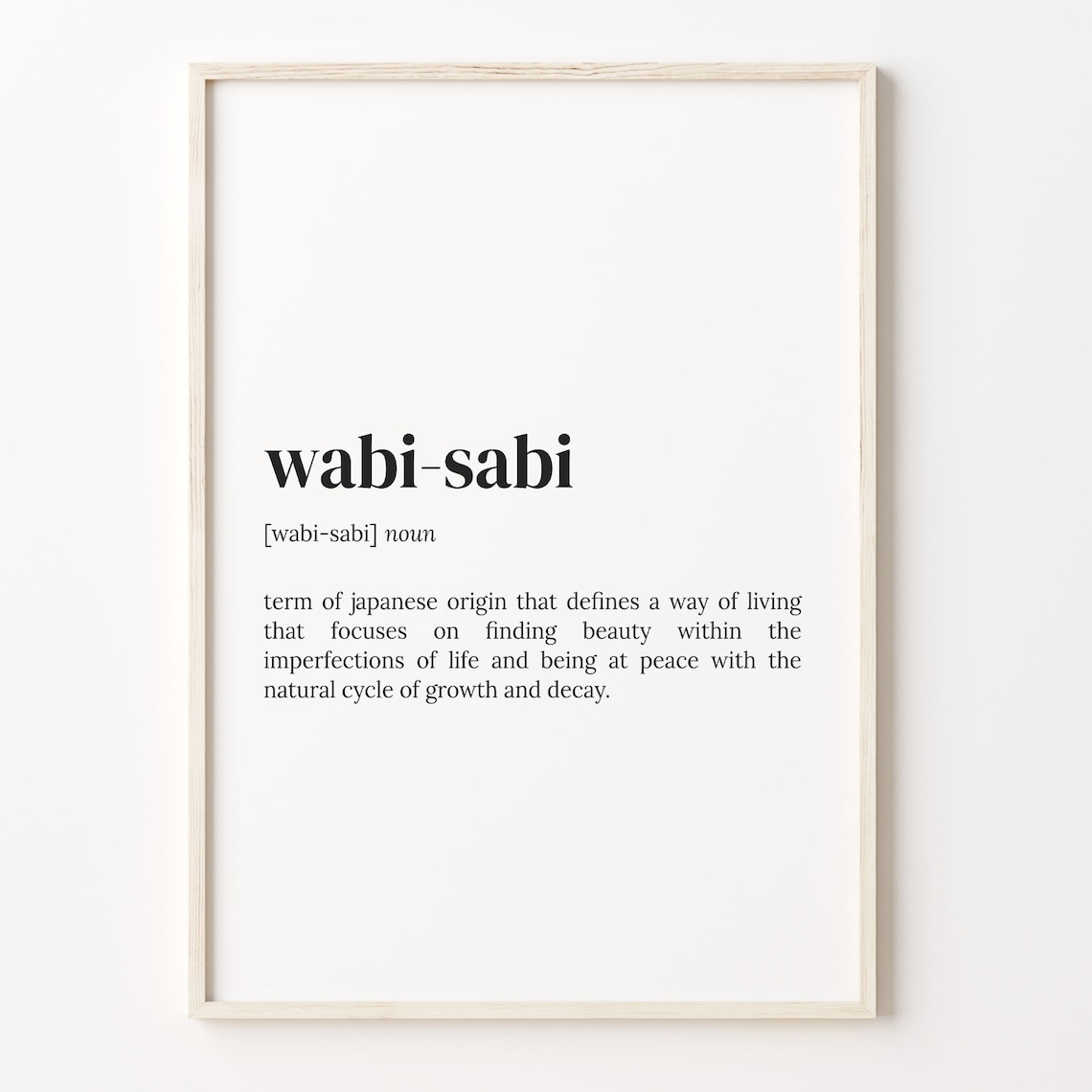 Wabi Sabi Definition Quote Poster, Japanese Zen Wall Art
