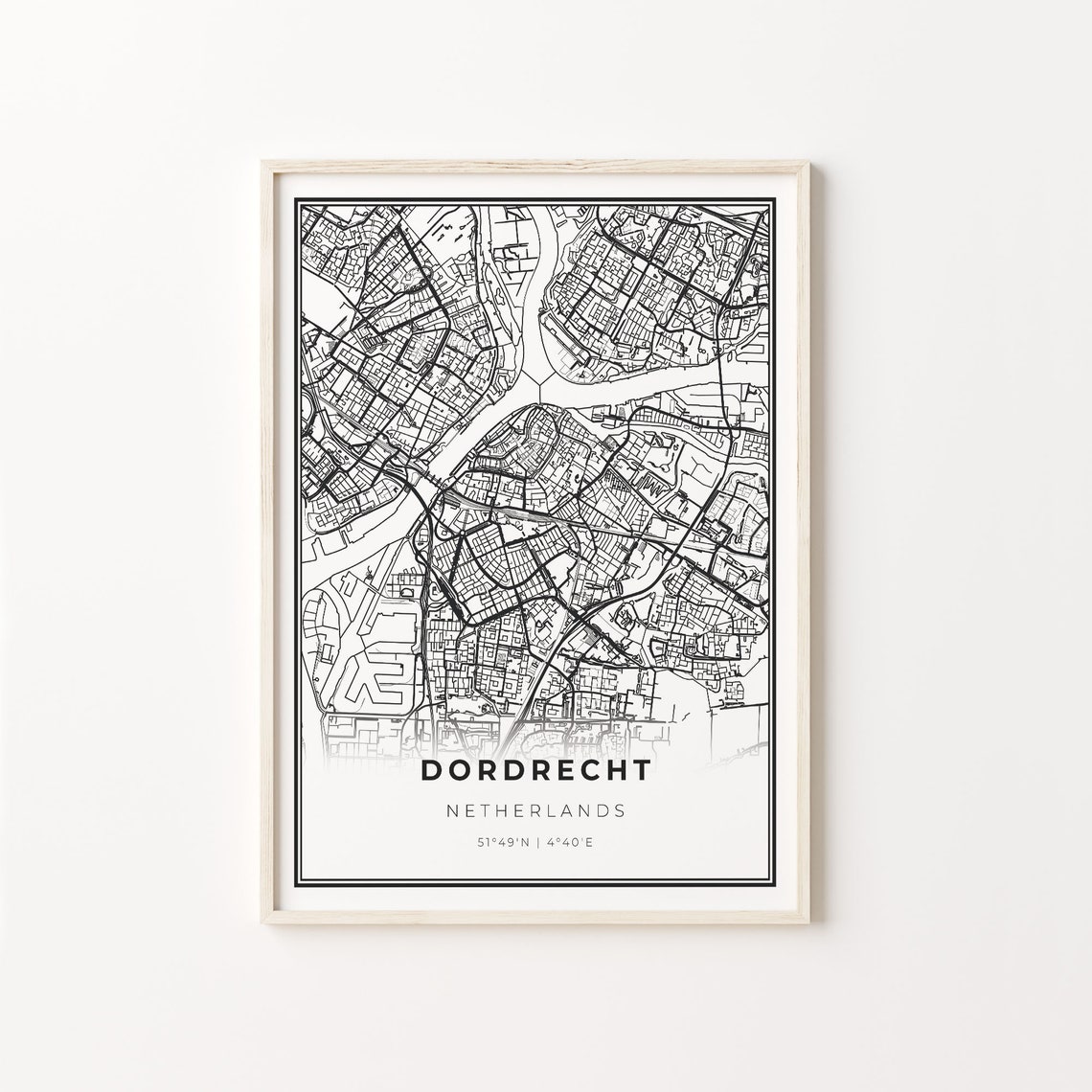 Dordrecht Netherlands Minimalist Black And White City Map Art Poster