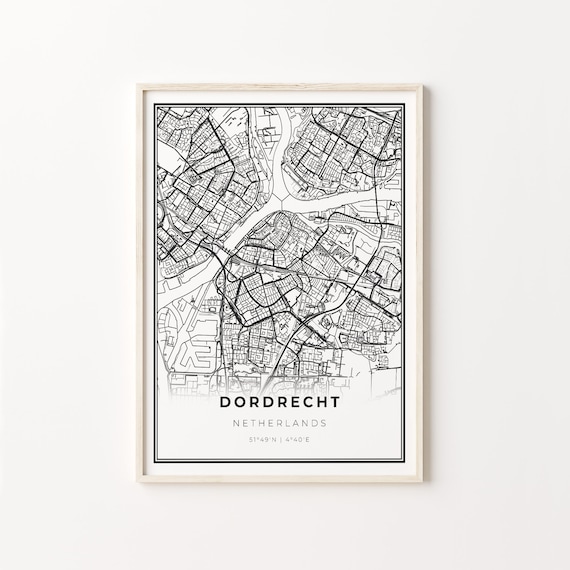 Dordrecht Netherlands Minimalist Black And White City Map Art Poster