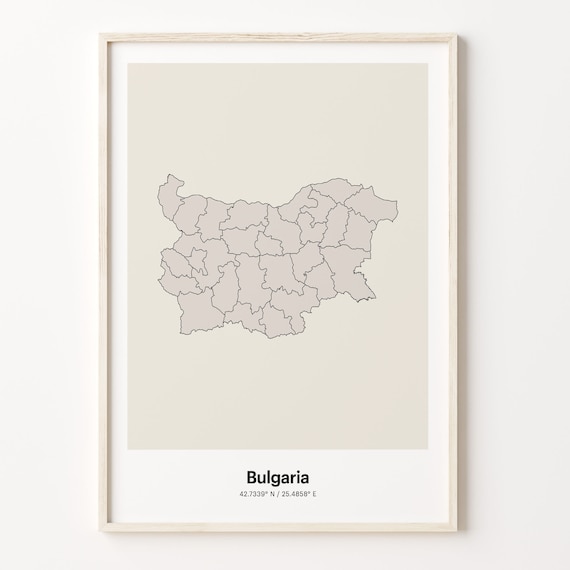 Bulgaria Minimalist Country Map Line Art Coordinates Wall Poster