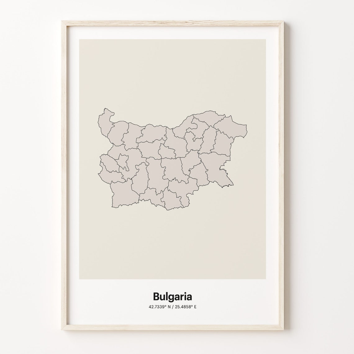 Bulgaria Minimalist Country Map Line Art Coordinates Wall Poster