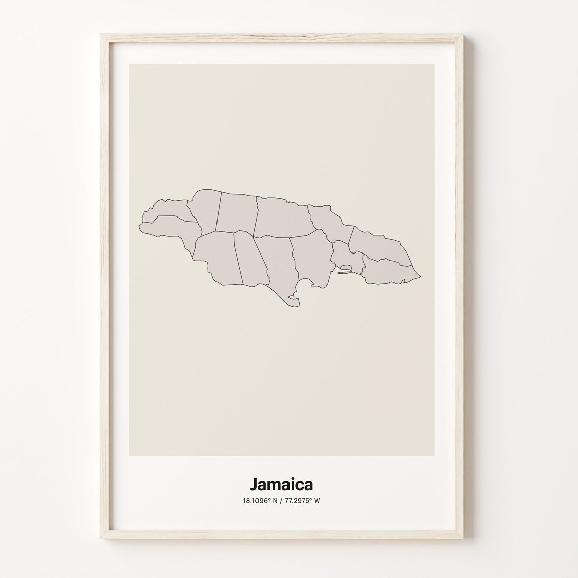 Jamaica Minimalist Island Map Line Art Travel Coordinates Gift Poster