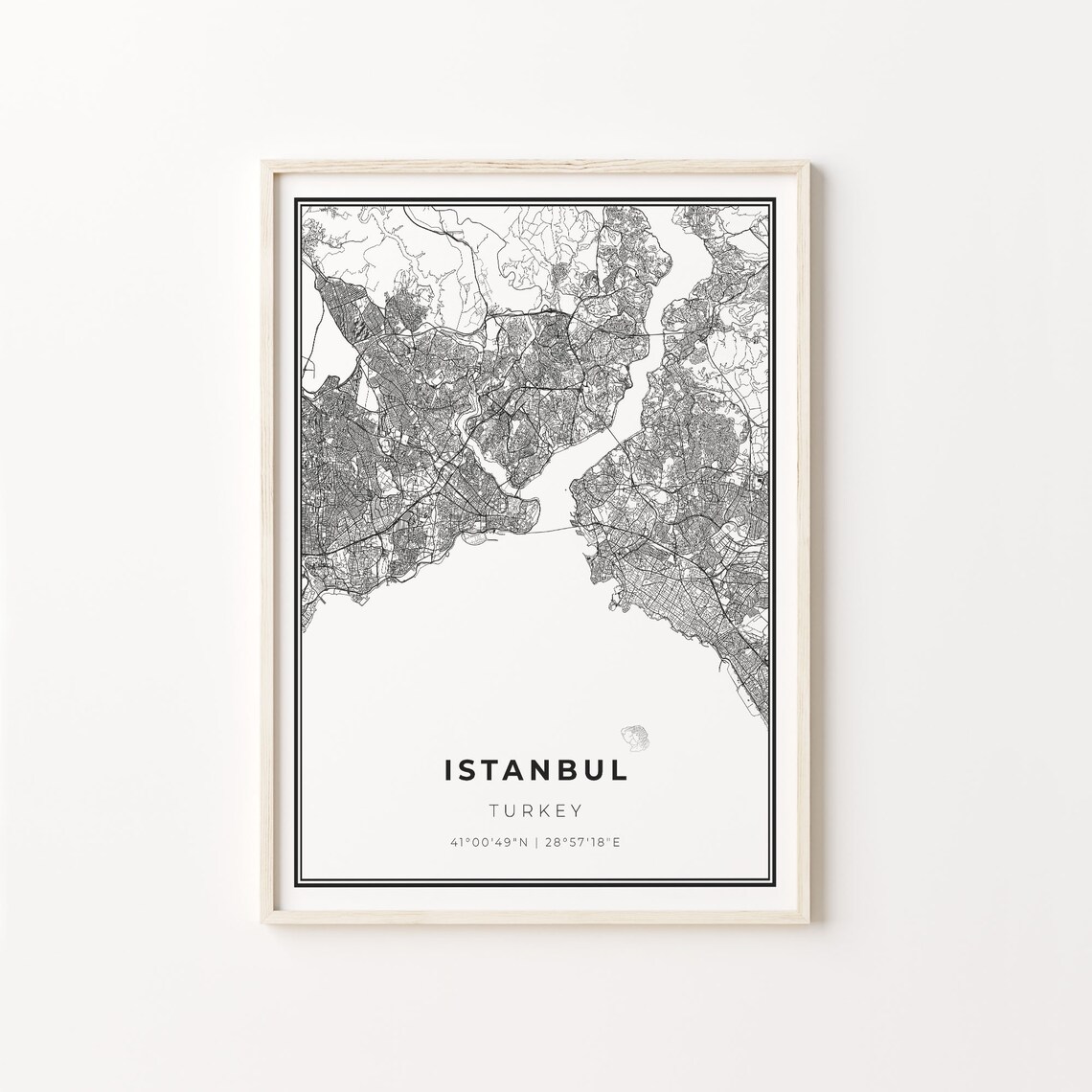 Istanbul City Map Art Print, Modern Scandi