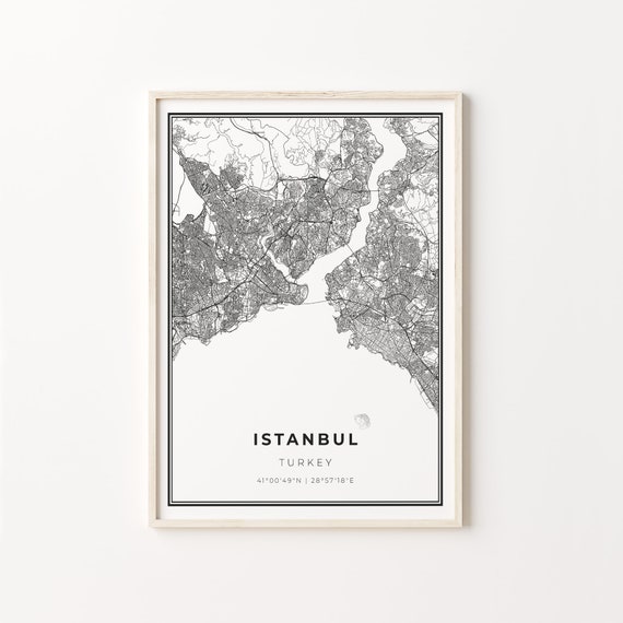 Istanbul City Map Art Print, Modern Scandi