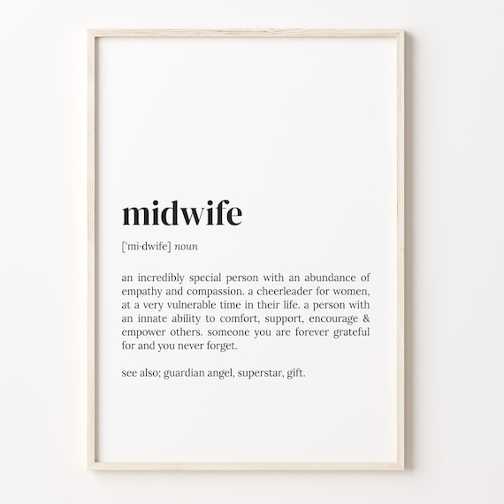 Midwife Definition Typography Dictionary Style Gift Quote Poster