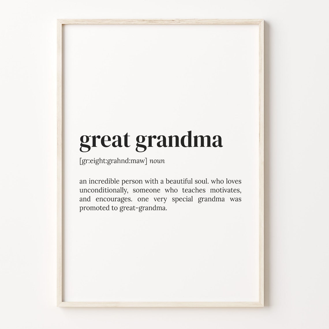 Great Grandma Dictionary Definition Poster Gift for New Great Granny