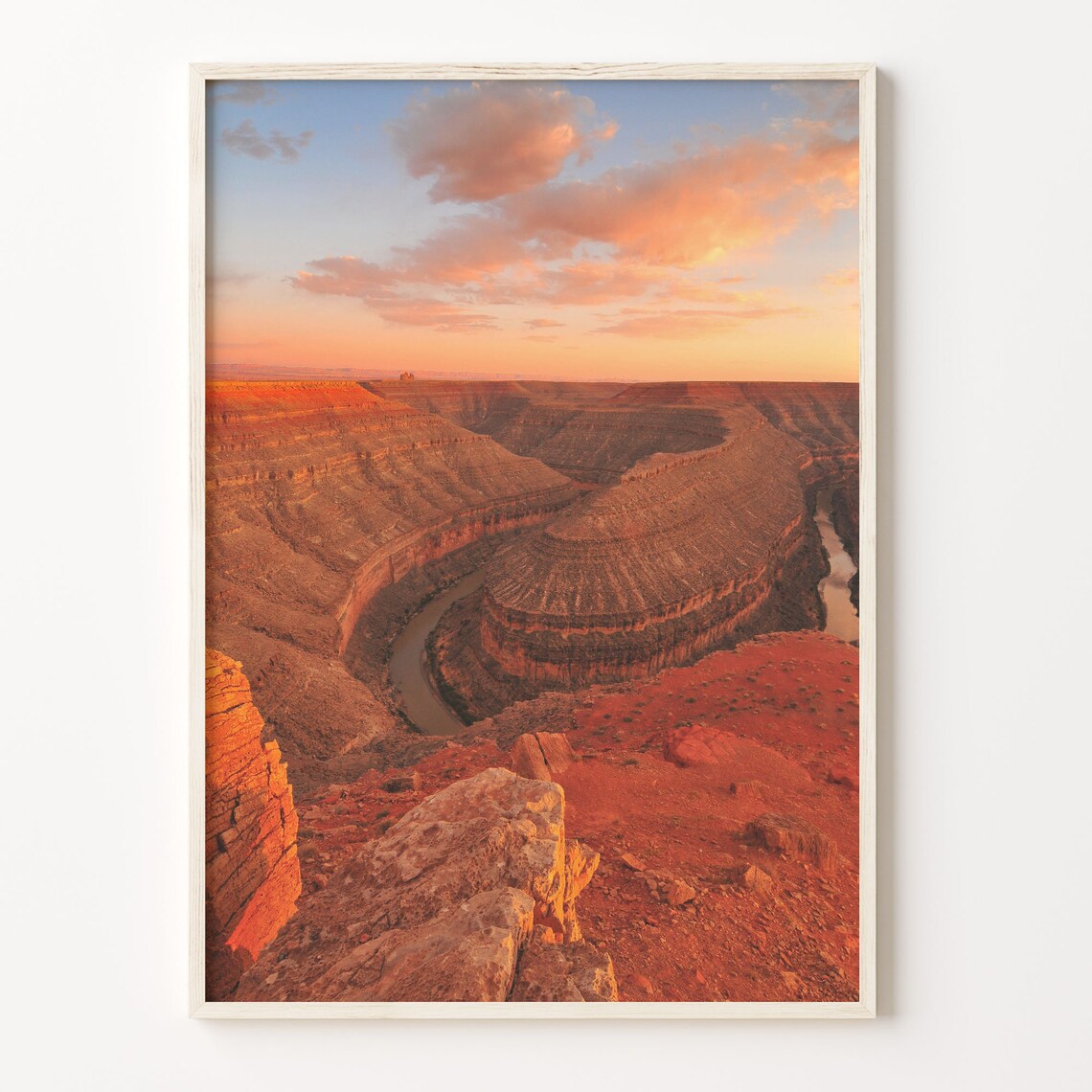 San Juan Desert Canyon Winding River Red Rock Sunset View Photo Poster