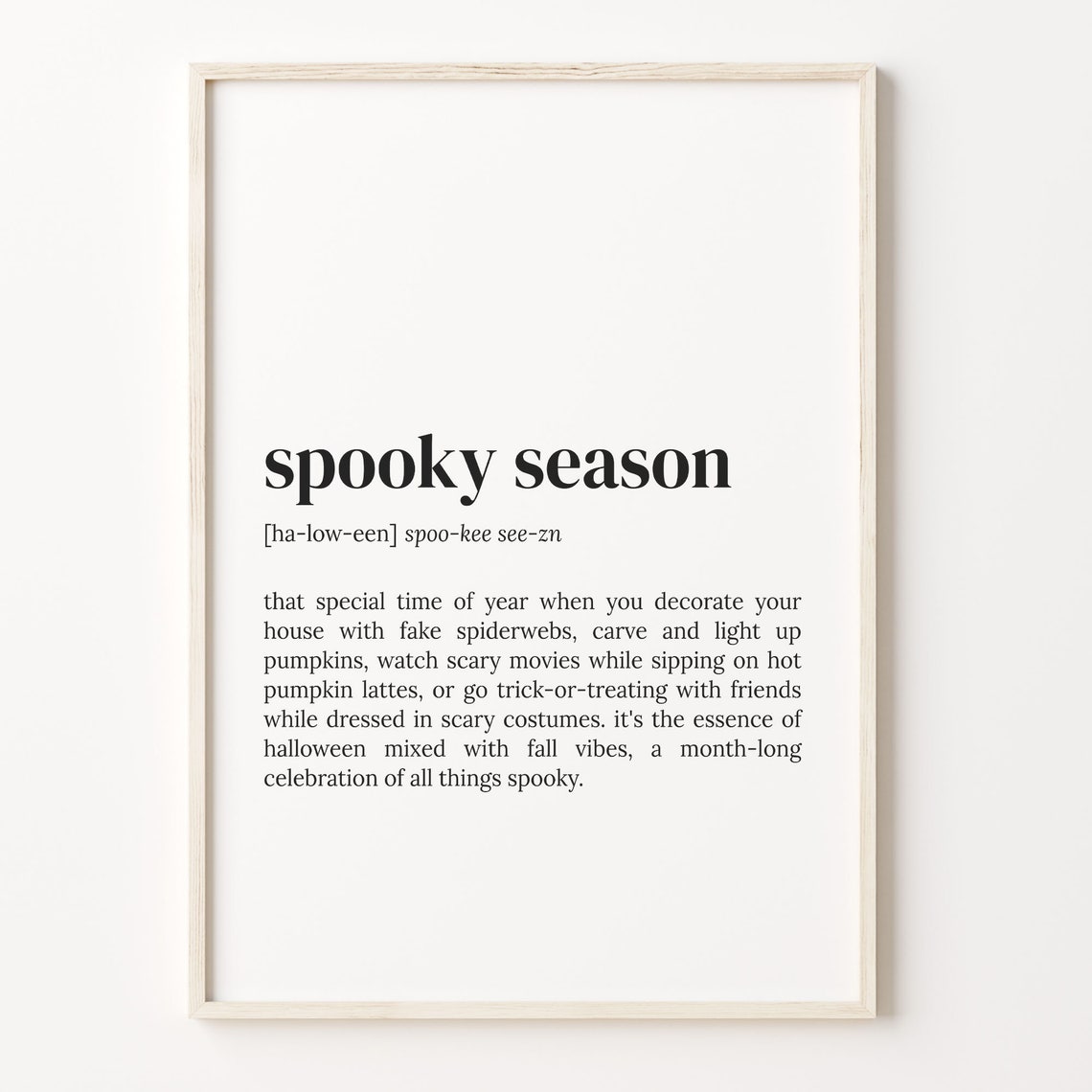 Spooky Season Dictionary Definition Halloween Autumn Decor Poster
