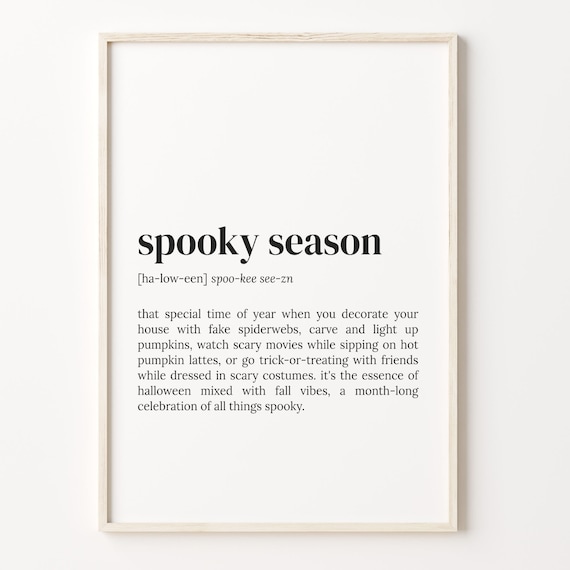 Spooky Season Dictionary Definition Halloween Autumn Decor Poster