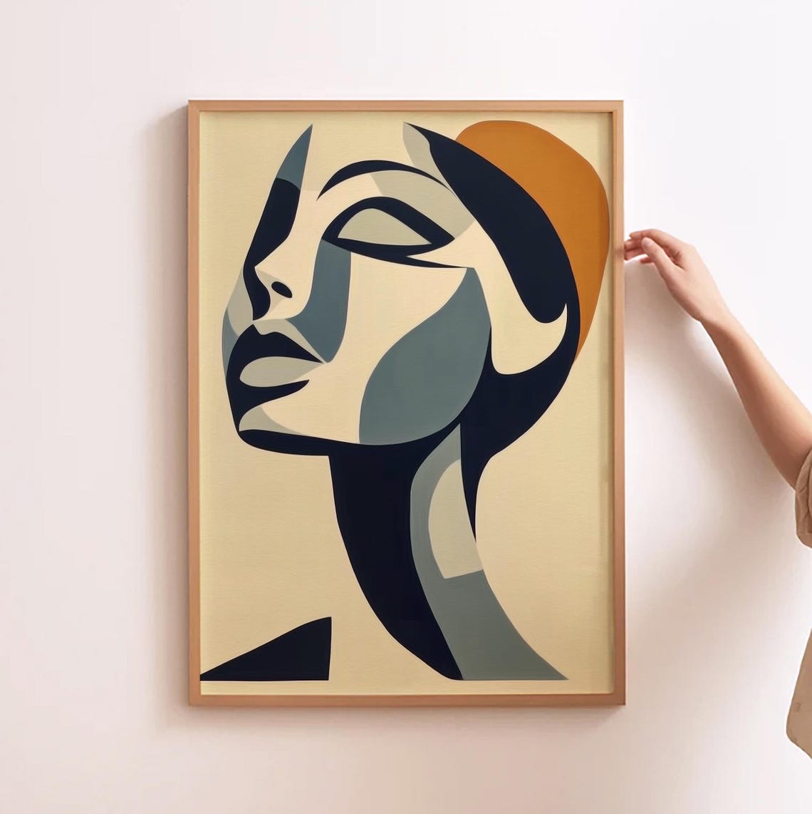 Matisse-Inspired Abstract Women's Face, Minimal Art