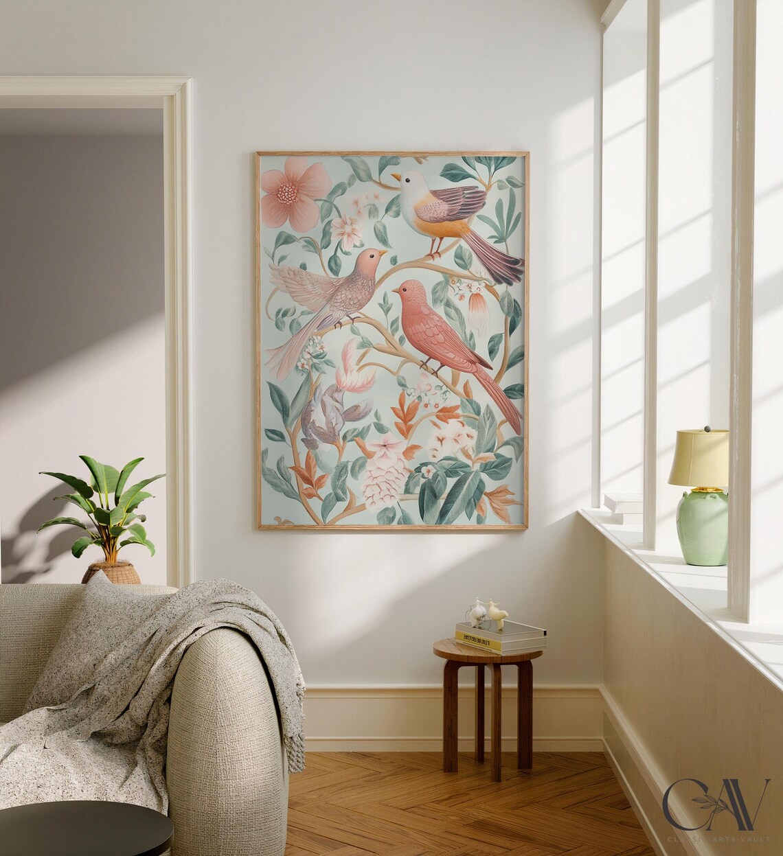 William Morris Style Birds And Blossoms Vintage Floral Poster - Image 3