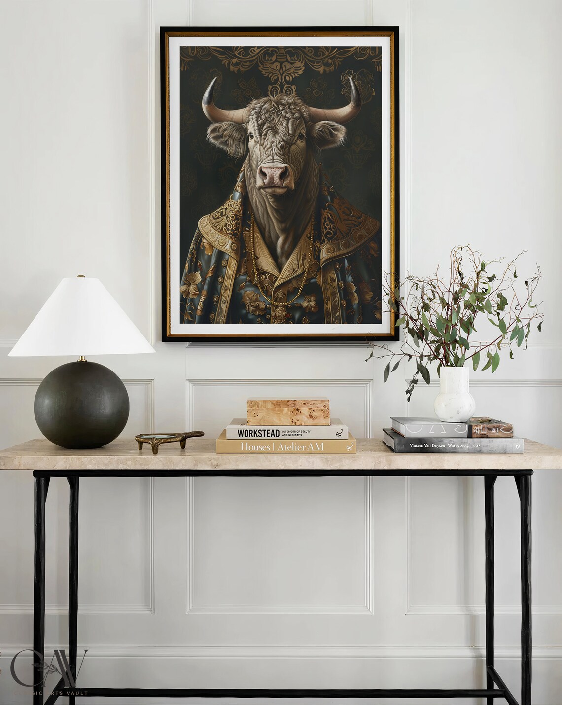 Bull Royal Portrait in Gold Embroidered Victorian Outfit Poster - Image 3