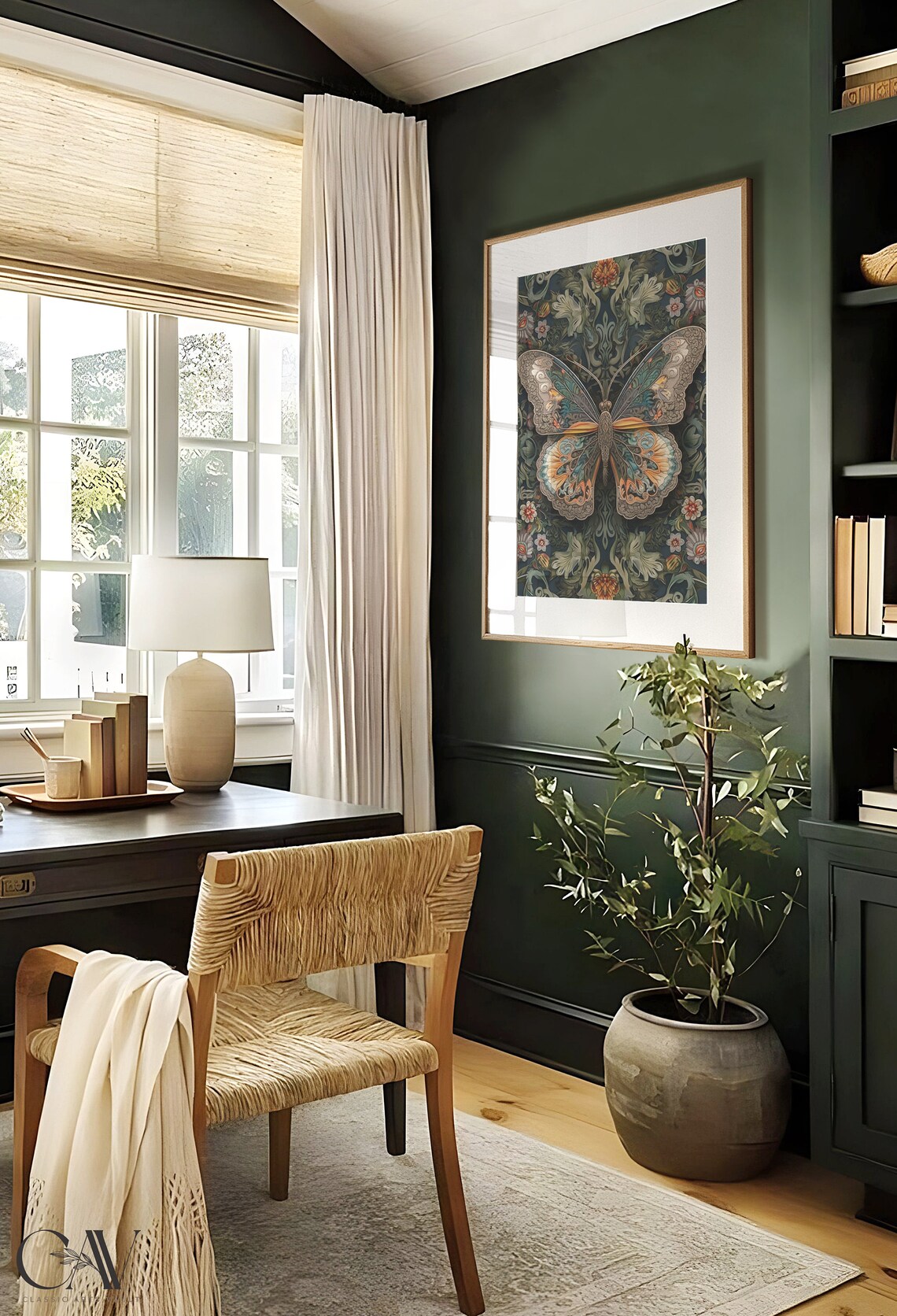 William Morris Inspired Butterfly Wall Art, Decor Print - Image 3